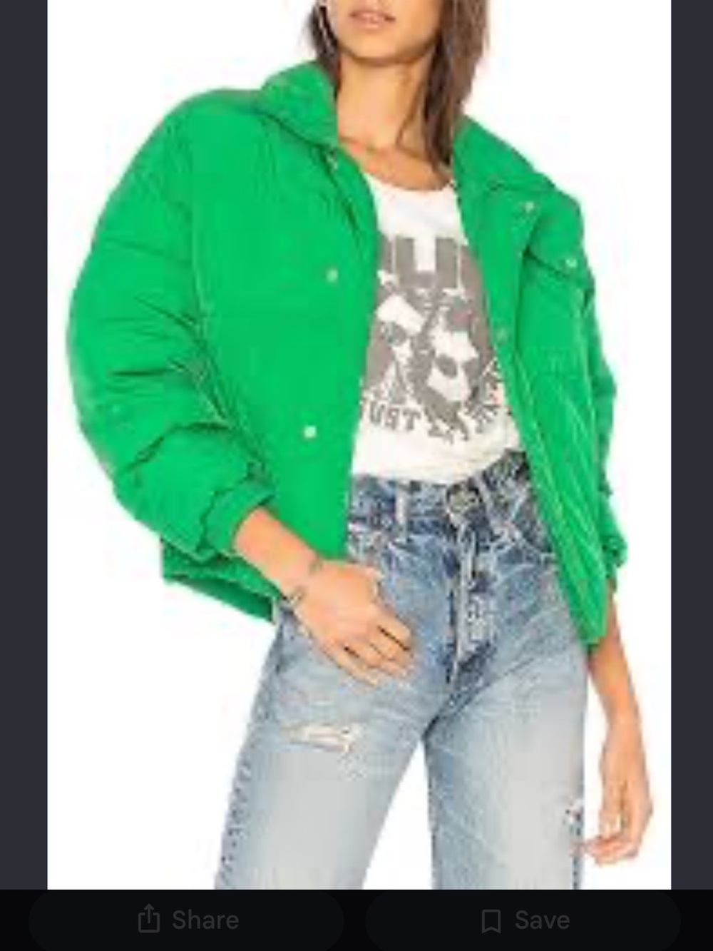 Free People Slouchy Cropped Puffer Coat Jacket in Vibrant Kelly Green XS